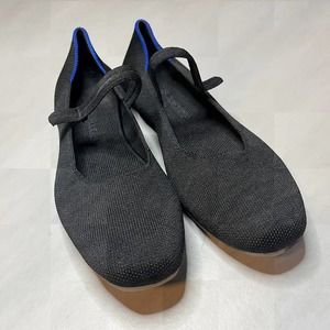 Rothy's Square Mary Jane Women's Size 9 Black Round Toe Slip On Shoes Knit